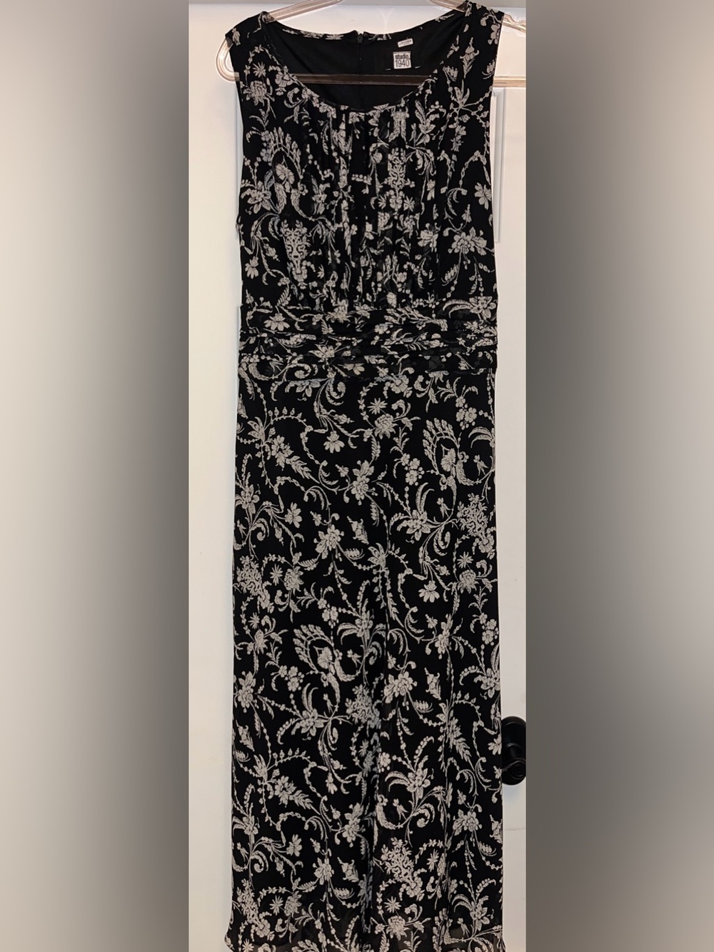 Studio 1940 Black and Cream Floral Maxi Dress
